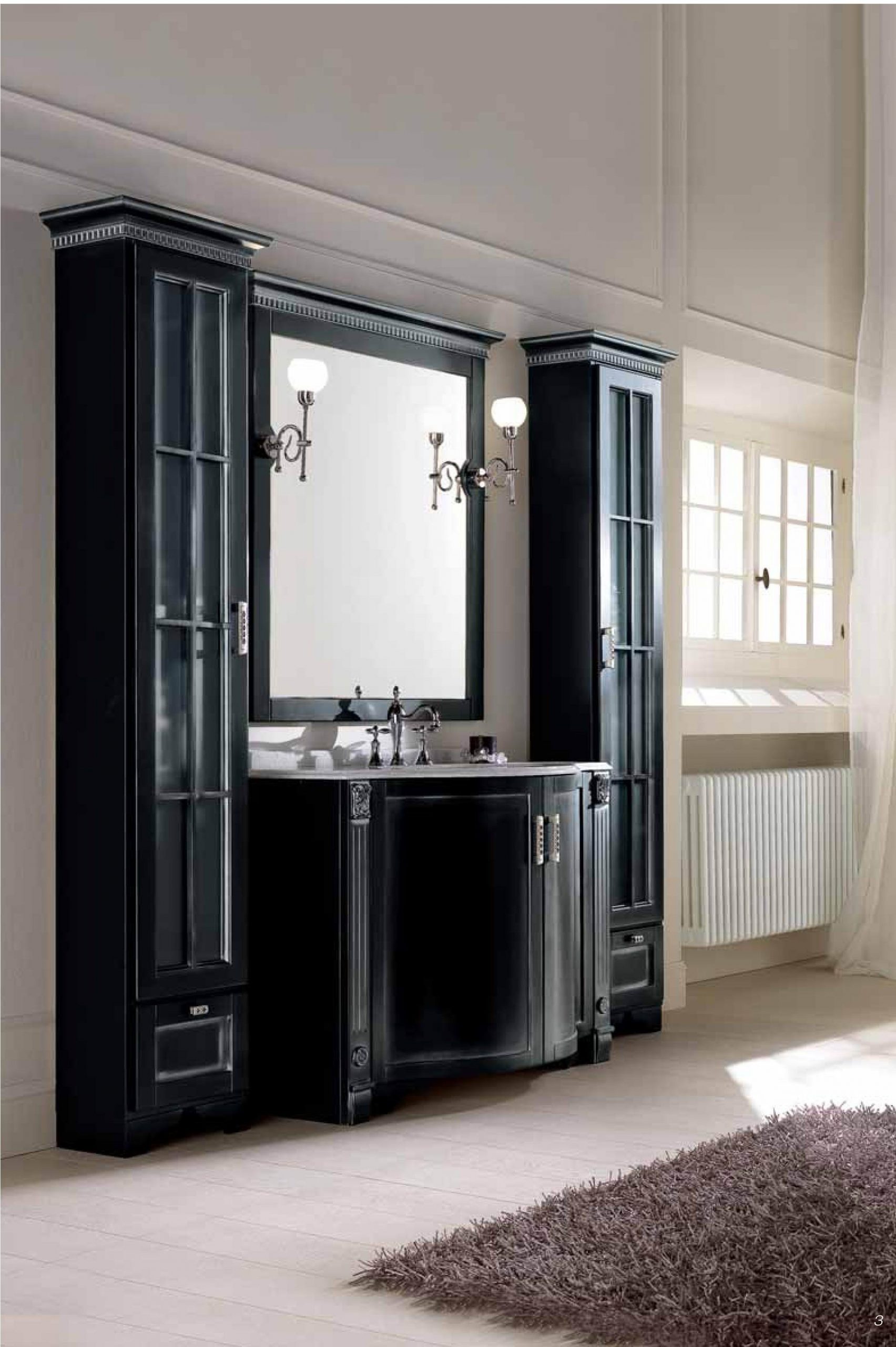 Мебель для ванной комнаты BMT ZAR - черная с серебром.