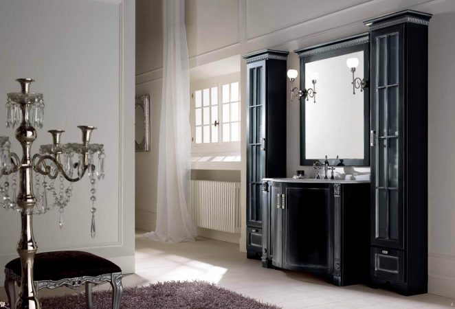 Мебель для ванной комнаты BMT ZAR - черная с серебром.